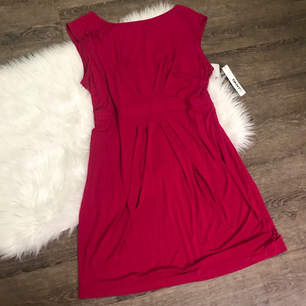 DKNYC fuchsia stretch pleated dress